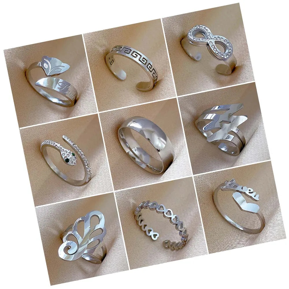 Tarnish Free Titanium Steel Roman Numerals Finger Adjustable Rings No Fade Wholesale Rings for Women Jewelry Stainless Steel