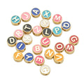 100pcs/bag 8MM Round Gold Enamel Alphabet Charms Bead Mixed Letter Loose Beads for DIY Jewelry Making