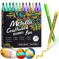 24 Colors Metallic Craftwork Pen for DIY Glass Wood Fabric Plastic Permanent Metal Pen Ceramic Marker Card Making