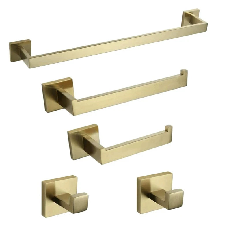 5 Piece Metal Modern Eco-Friendly Heavy Duty Wall Mounted Bathroom Hardware Set with Hand Towel Holders Towel Rack & Towel Bar