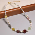 Dainty Semi-precious Gemstone Choker Strawberry Crystal Red Agate Beaded Necklace Shell Beads Adjustable Jewelry for Women Gift