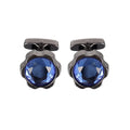 Men's and Women's Simple Silver Flower Cufflinks with Gold Round Multi-Color Simple Gemstone Crystal Shirt Jewelry