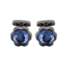 Men's and Women's Simple Silver Flower Cufflinks with Gold Round Multi-Color Simple Gemstone Crystal Shirt Jewelry