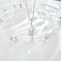 925 Sterling Silver Flower Design Dazzling Cubic Zirconia Necklace & Earrings Set for Women