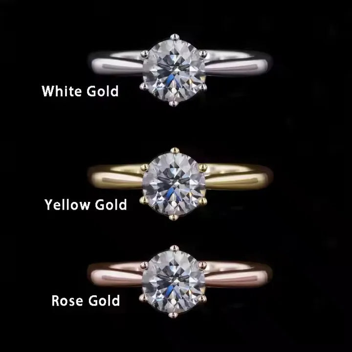 Starsgem 10k 14k  Solid Gold 2ct Size Round Moissanite Diamond Wedding Jewelry Solitaire Engagement Ring
