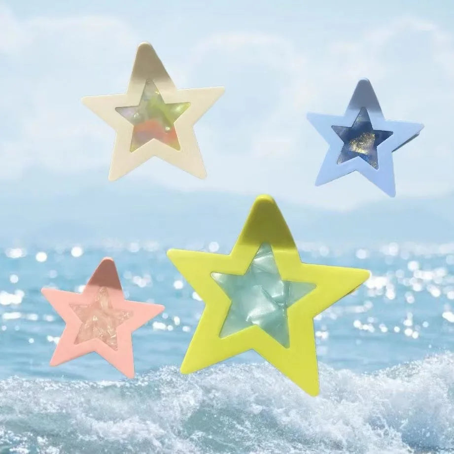Fashionable Five-pointed Star Stitching Acetate Hair Claws Custom logo Creative Design Women's Hair Clips Wholesale