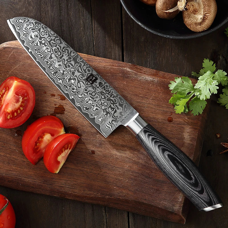 7 Inch Japanese Damascus Steel Kitchen Santoku Knife