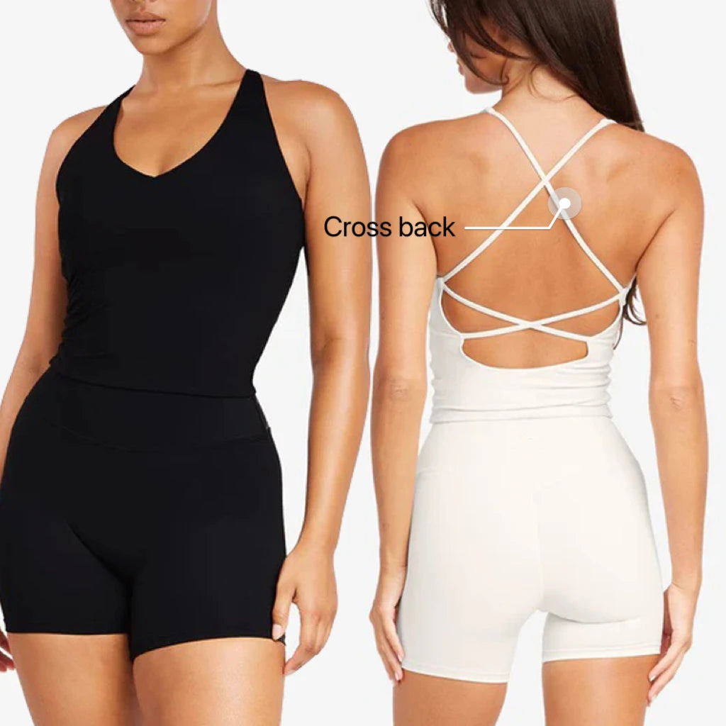 SHINBENE Sustainable Long Line Workout Tank Top Women's Customize Padded Backless Gym Vest Bio-Based Cloud