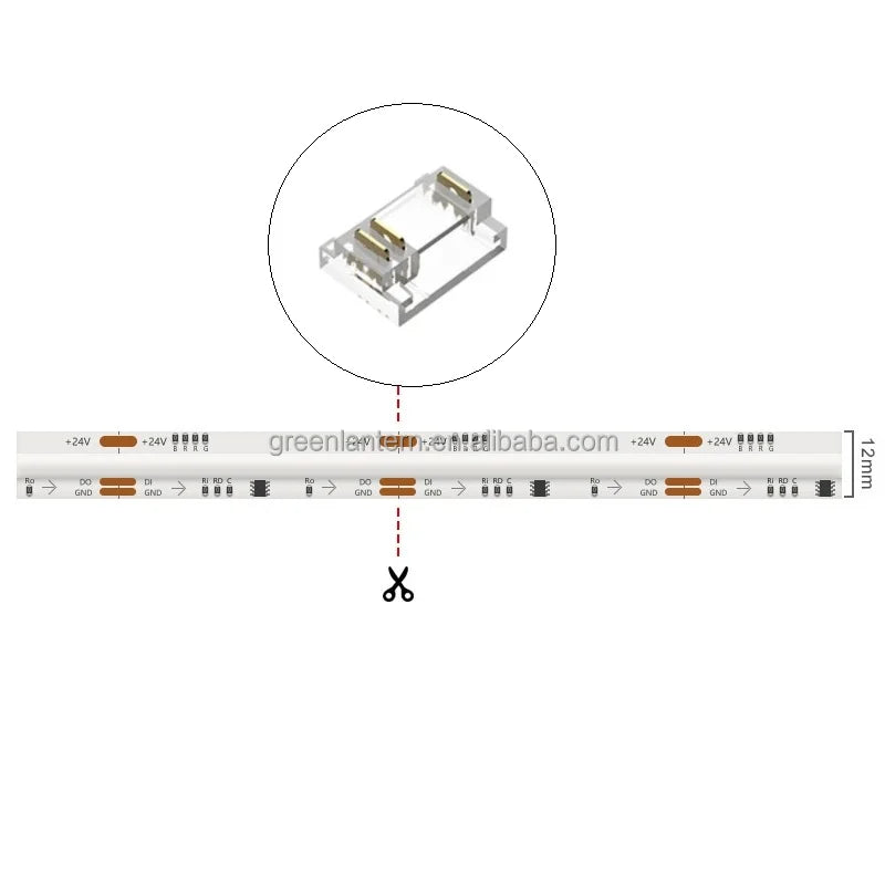 8mm 10mm 12mm 3pin Cob Connectors CCT Dual White Addressable RGB IC COB Strip Light Transparent Seamless 3 Pins Quick Connector