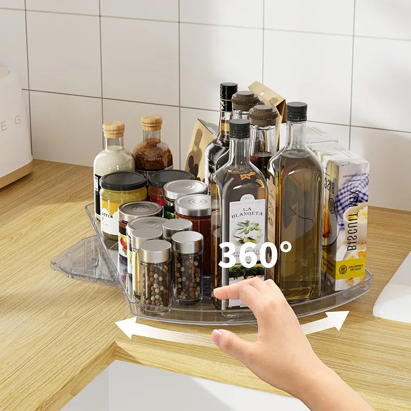360 Degree Rotating Rectangular Lazy Susan Organizer Kitchen Storage Refrigerator Cabinet Pantry Color Box Package Standing Type
