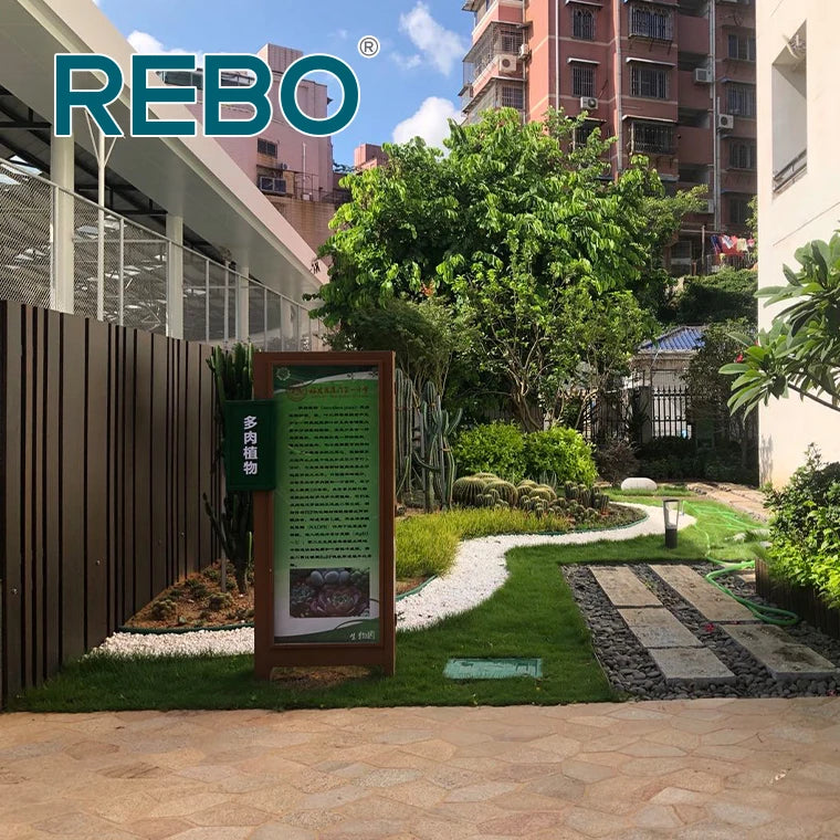 Outdoor Garden Bamboo Hot Pressed Decorative Fence Wall Panel European Design Oiled Finish Park Use Dark Color REBO Brand