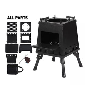 Small Outdoor Wood Stove Collapsible Camping Equipment Stainless Steel Cold Rolled High Temperature Resistant Heating Furnace