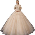 New Bridal Train One Line Shoulder Wedding Dress Fairy Dream Starry Sky Wedding Dress Ruffled Embroidery Wedding Dres