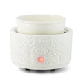 Elegant Soft Exquisite White Textured Ceramic 2 in 1 Electric Scented Wax Melt Warmer for Home