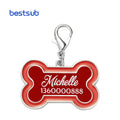 Bestsub Wholesale Custom Red Edge Stainless Steel Metal Bone Shaped Sublimation Blanks Pet Military Id Name Necklace Tag for Dog