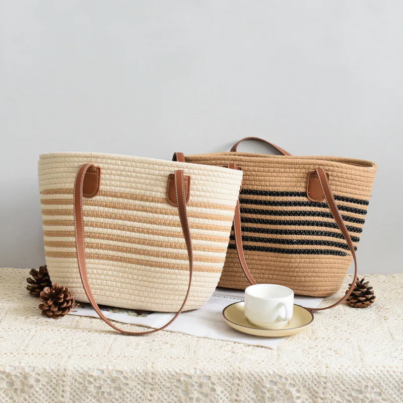 High Quality Women Straw Handbags Beach Bag Large Capacity Ladies Shoulder Bags for Women Casual New Female Tote Messenger Bag