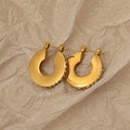 Fashion Hoop Earrings 18K Gold Plated Chunky Loop Earrings Stainless Steel Flat Back Disc Zircon Earrings