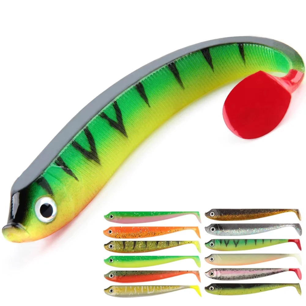 Spinpoler Soft Plastic Bass Artificial Bait Fishing Lures Paddle T Tail Swimbait Shad Fishing PVC 75mm 95mm 125mm Crankbait