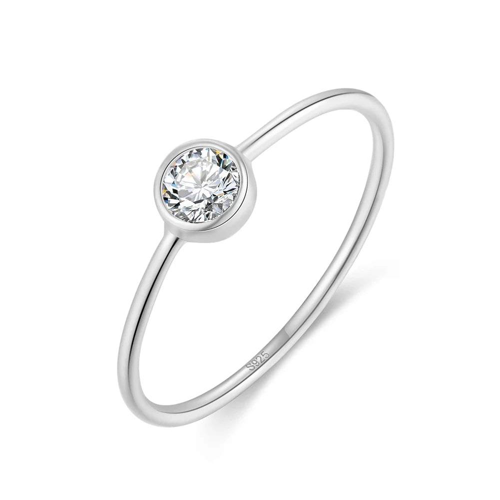 APR26 RINNTIN Size 5-8 Bezel Setting Cubic Zirconia Ring 925 Sterling Silver Eternity Band for Women