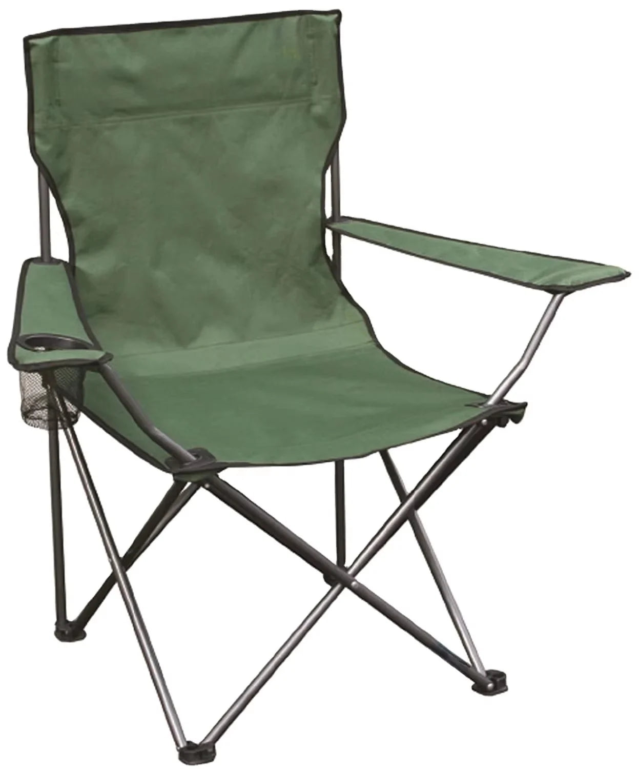 WOQI Full-Back Metal Quad Chair for Outdoor and Camping Supports Blue with Cooler Cup Holder and Carry Bag Included
