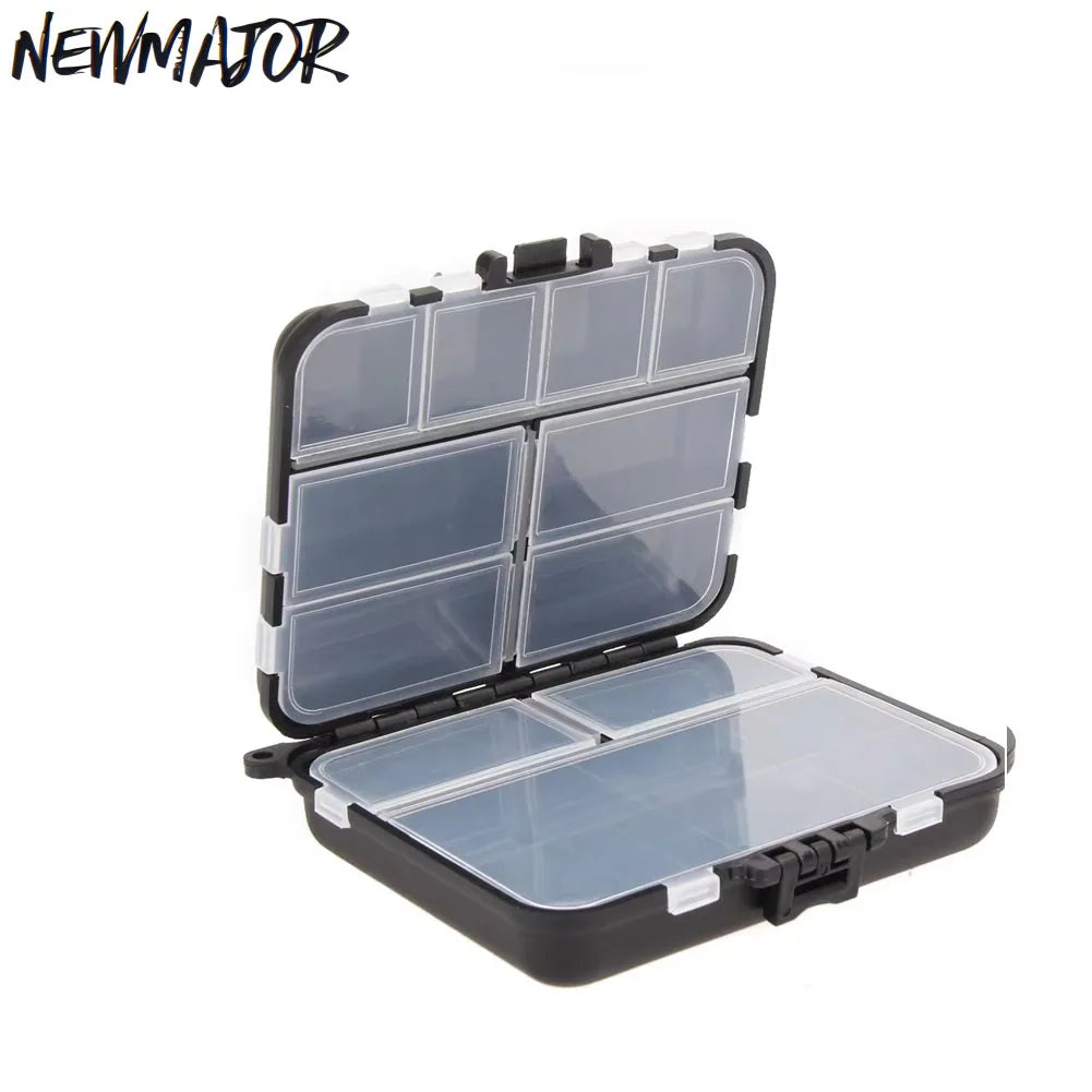 NEWMAJOR 12x10x3cm Black PP Plastic Rigid Fishing Lure Storage Box with Removable Compartment for Stream Outdoor Use