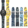 YUNSE New Digital Camouflage Vintage Watch Bands 20 mm TPU Rubber Curved End Watch Strap with Custom Logo