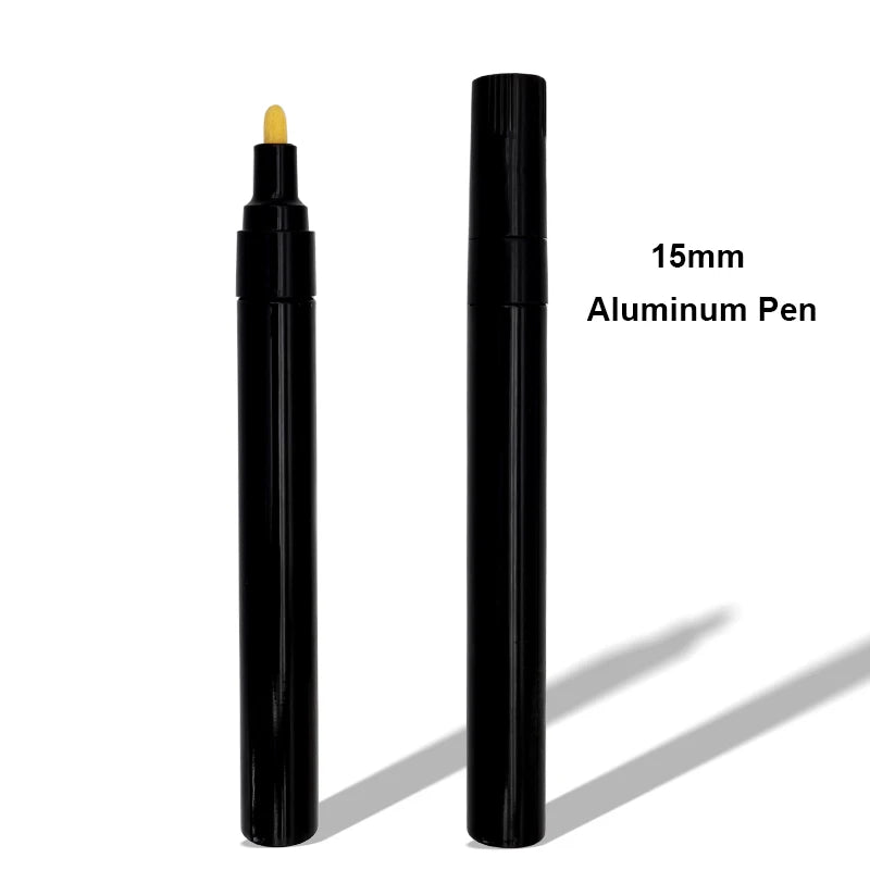 3mm Aluminum Tube Empty Marker Pen Ink Refillable with Flat Brush Tip for Paper Writing
