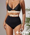 High Waist Seamless Black Swimming Thongs Ice Silk Sports Period Underwear 4 Layers Leakproof Period Panties Plus Size
