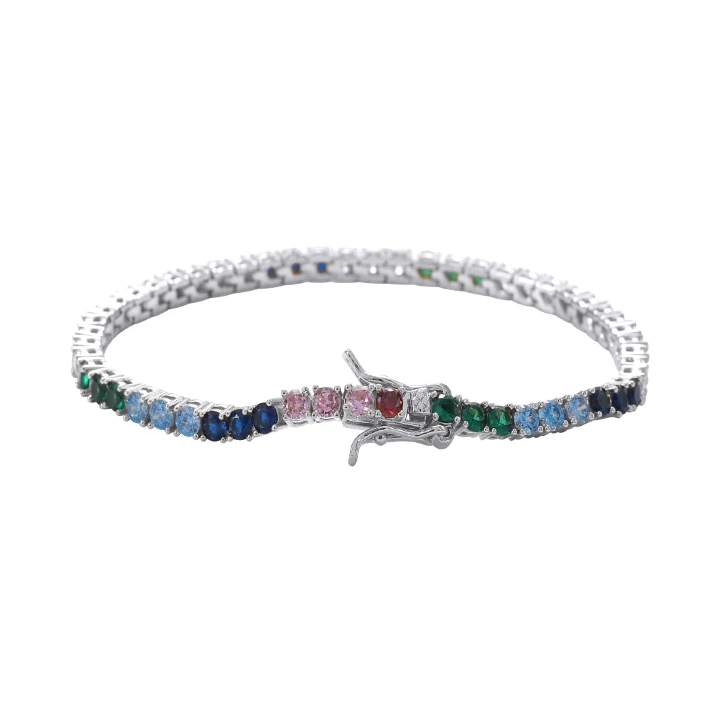 BB209   3mm 7"  8"  Tennis Chain Bracelet  Iced Out Brass Prong Setting CZ Cubic Zircon Bling Bling Jewelry