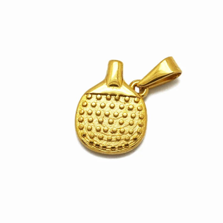 Hot Sell Ping Pong Paddle Necklace 18K Gold Stainless Steel Jewelry Ball Racket Gym Sports Tennis Bats Pendant