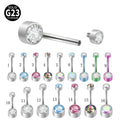 14G Women G23/ASTM F136 Titanium Premium Zircon Wedding Belly Button Rings Double Column Navel Piercing Ring Body Jewelry