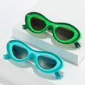 XY2123 New Design Two Tone Retro Oval Sunglasses Y2K Fashion Green Blue Sun Glasses Sunglasses