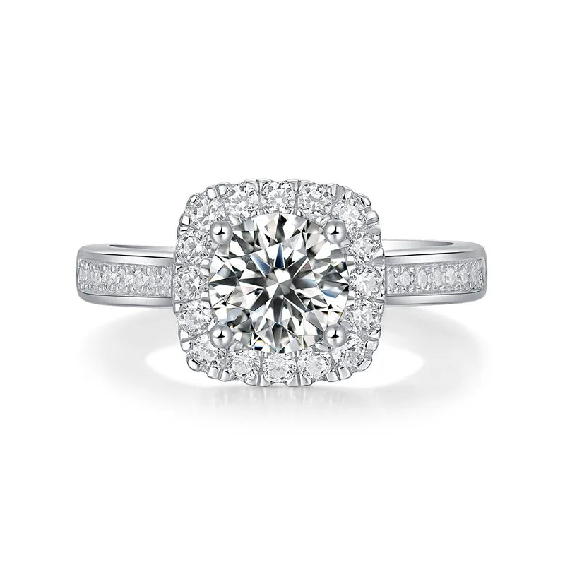 S925 Sterling Silver Square Moissanite Ring Luxury Classic Minimalist Design Cross-Border Best-Selling Jewelry