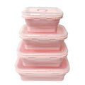 Fiambrera De Silicone 4 Pcs Collapsible Well Sealed Foldable Storage Set Black Lunch Box Customized Logo Available
