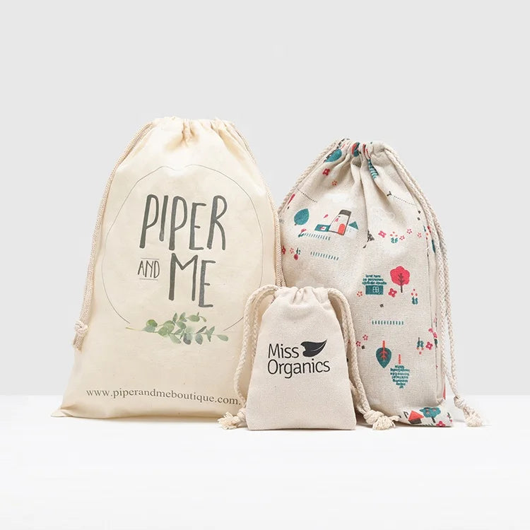 Factory Eco Fabric Gift Bag Drawstring Jewelry Packing Bag Cotton Canvas Custom Organic Cotton Drawstring Bag