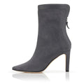 Trendy Faux Suede Pointed Toe Thin Heel Booties Slip on Back Zipper Boots for Ladies Plus Size Women Winter Boots