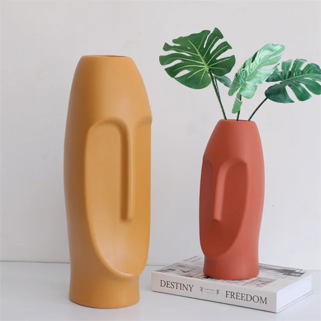 Minimalist Nordic Home Decoration Ceramic Vase Dried Flower Arrangement Human Face Flower Vase