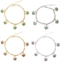 Gaby Gold Filled Anklet Tennis Anklet Red Maple Leaf Charm Bracelet Anklets Pot Leaf Foot Jewelry Wholesale Body Jewelry