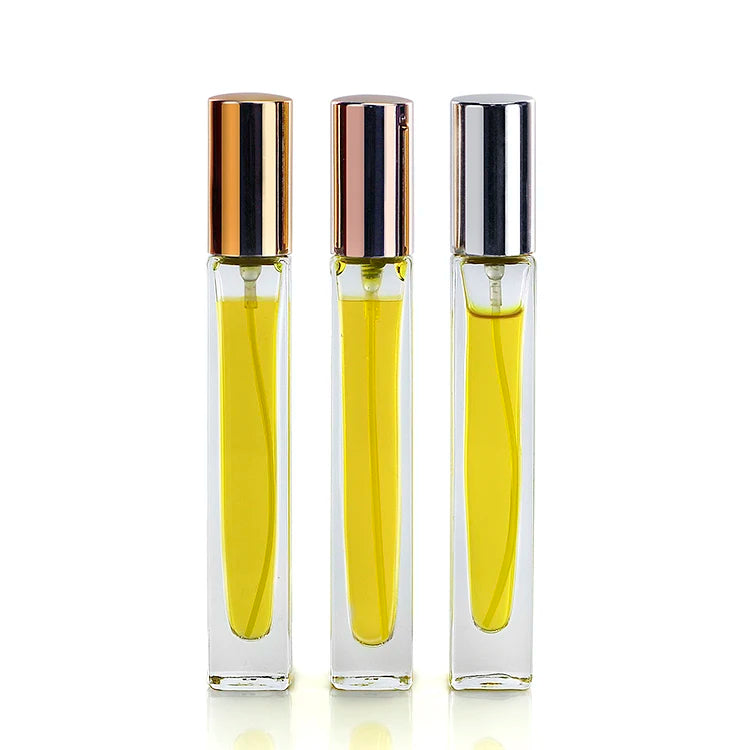 Custom Rectangle 10 Ml Fragrance Sample Perfume Bottles Fine Mist Atomizer 10ml Clear Square Glass Perfume Bottle With Spray