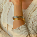 New INS Style Stainless Steel 18K Gold Plated Open Bangle Women Fashion Jewelry Bracelets Bangles