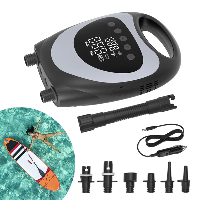 20PSI Electric Dual Pump Rechargeable Sup Pump 36 Cylinder SUP Pump with Car Charging Cable and 10000mAh Battery