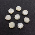 8-10mm White Sea Shell Mother of Pearl Half Drilled Flower Shape Rose Loose Beads for Making Earrings