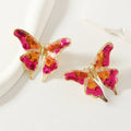 Za Luxury Gold Plated Women's & Girls' Butterfly Stud Earrings Handwoven Bohemian Weave Sequin Alloy Big Bling for Parties