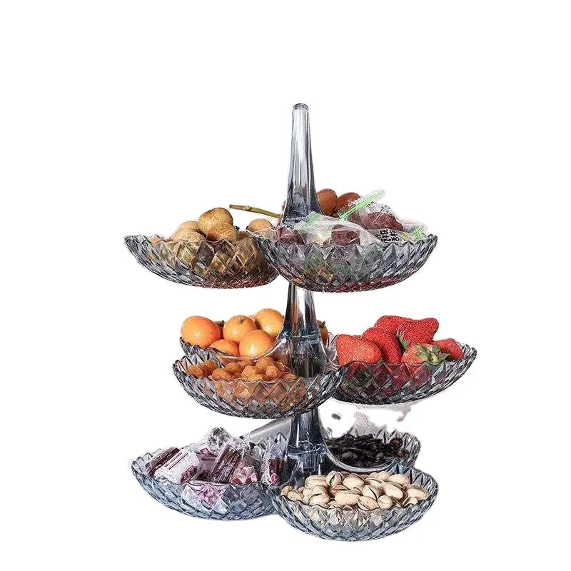 Multi-Layered Plastic Fruit Tray for Living Room & Party Durable Household Dried Fruit Display Stand That Can Be Stacked