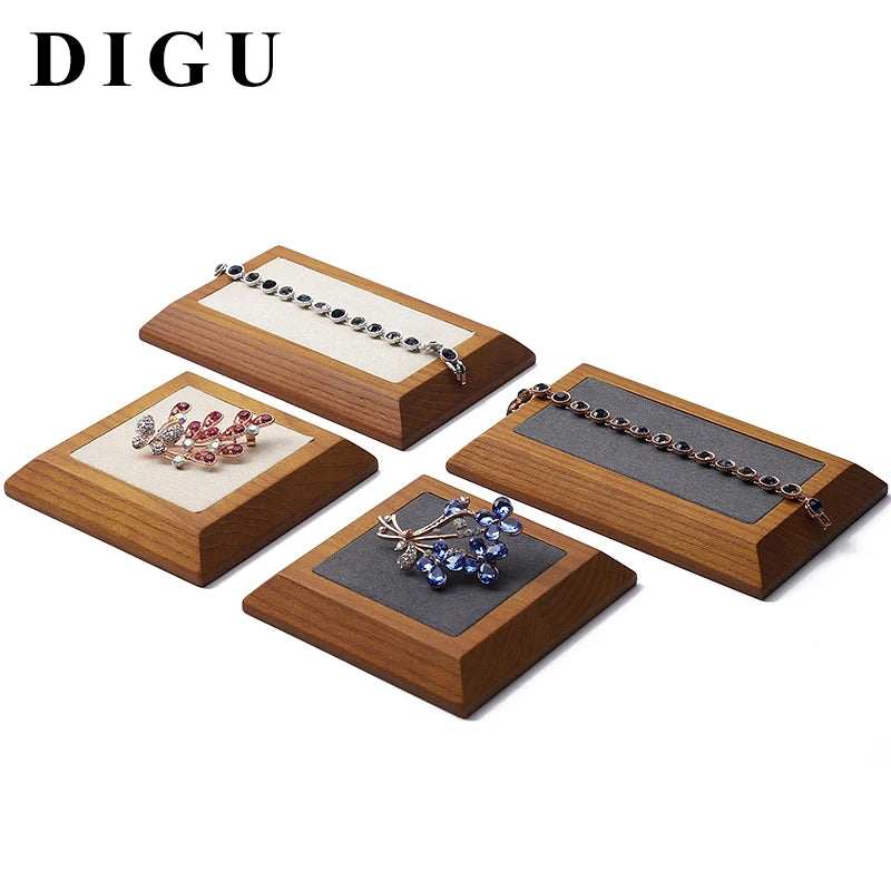 DIGU Customized logo Handmade Wooden Jewelry Display Props Bamboo Wood Ring Earring Bracelet Jewelry Display Stand