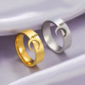 Myshape Stainless Steel Gold Color Moon Pendant Rings for Women Bohemian Aesthetic Ring 2024 Trend Party Jewelry Lover Gift
