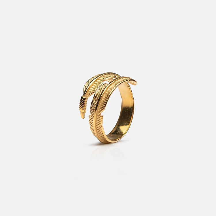 Minimalist Jewelry Customized Stainless Steel Feather Rings Men Exclusive Gift for Him