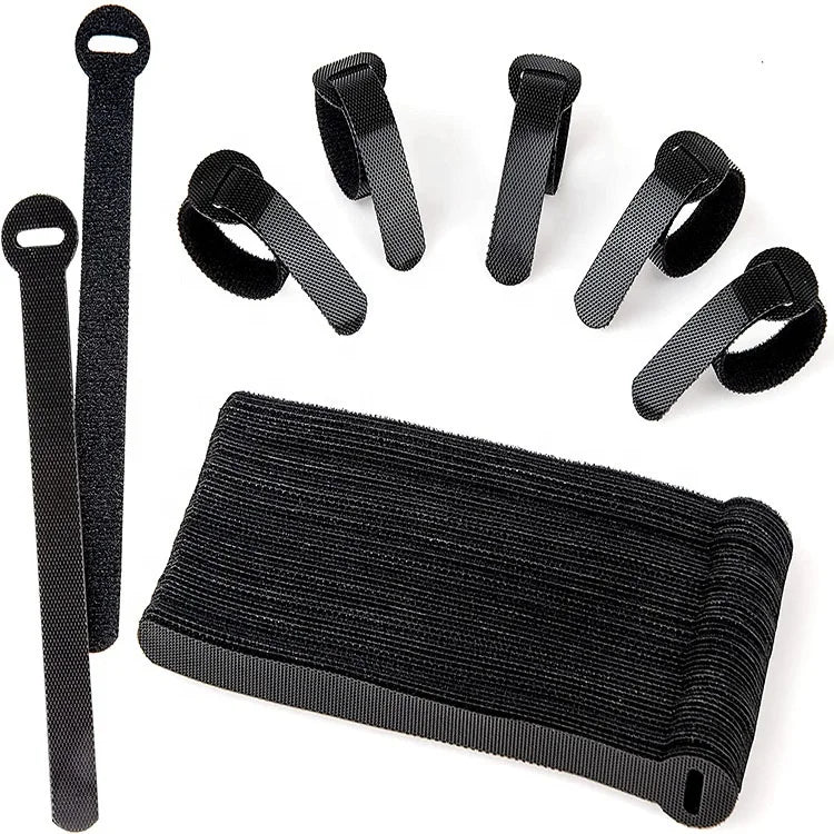 Stock Wholesale Back to Back Hook and Loop Cable Tie with Self-Adhesive Eco-Friendly Nylon Heat Resistance Custom Logo Option