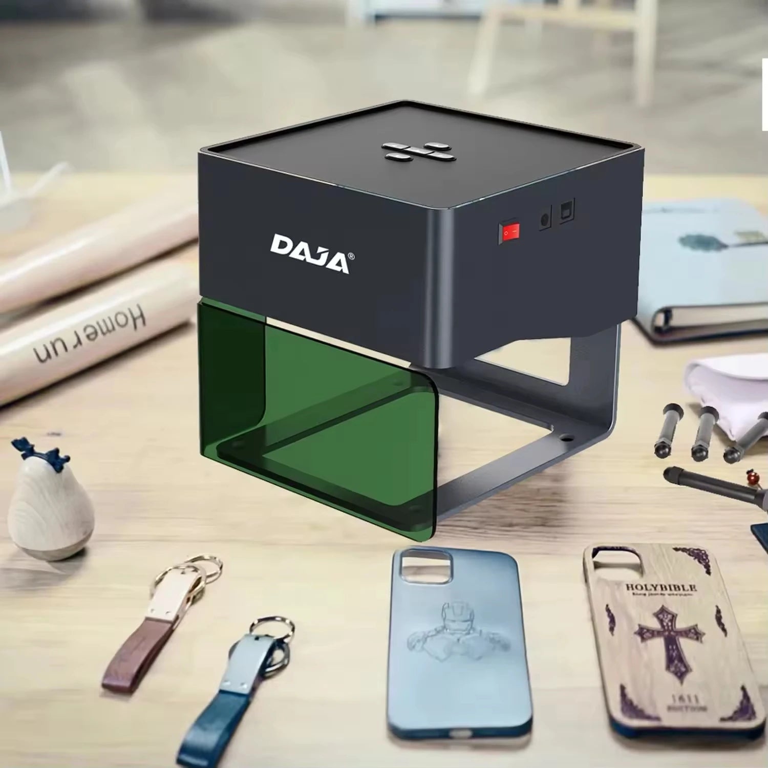 Portable Mini DAJA DJ6 Mini Laser Engraving Machine APP Control 3W DIY Laser Engraver MDF Plywood Logo Mark Printer