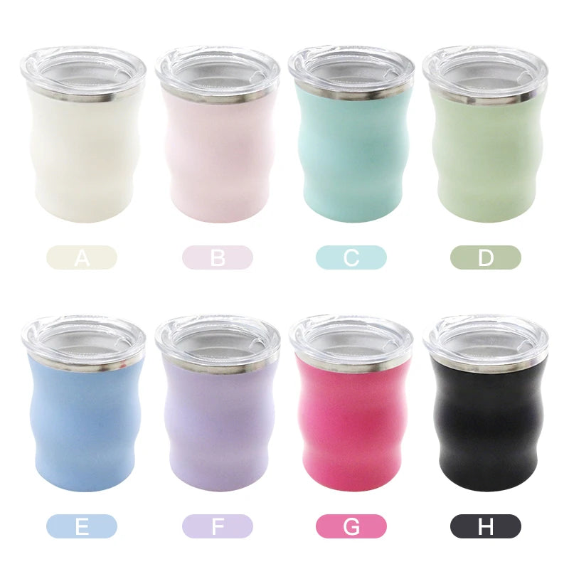 Matte 5oz Stainless Steel Yerba Mate Tumbler Plastic Shell Double Wall Insulated Mate Cup Dual Drinking Water Bottle